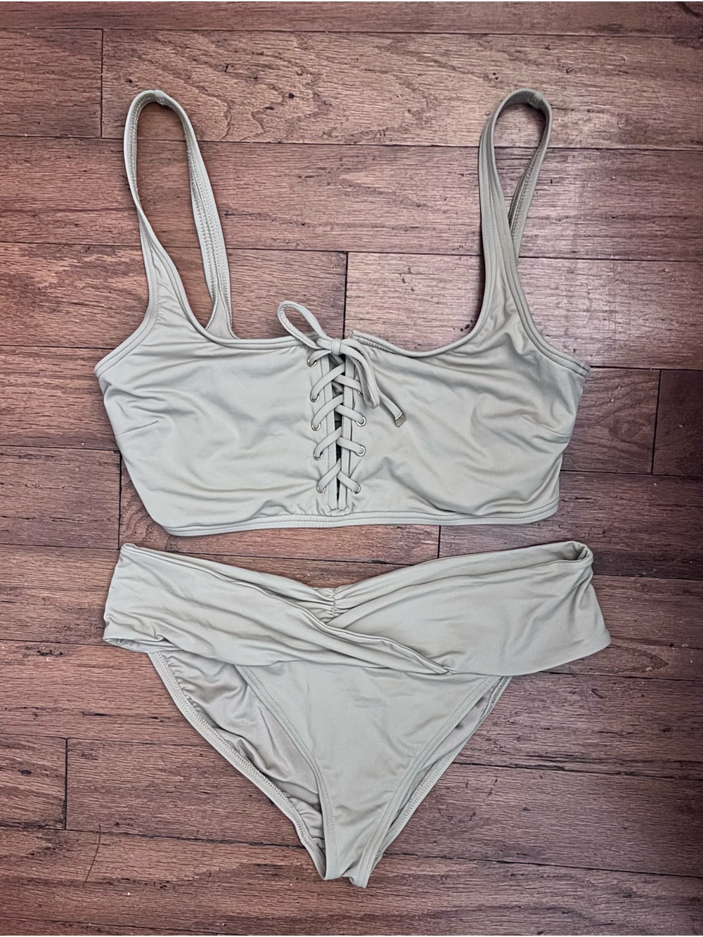 Michael Kors Tan Lace-Up Bikini Set